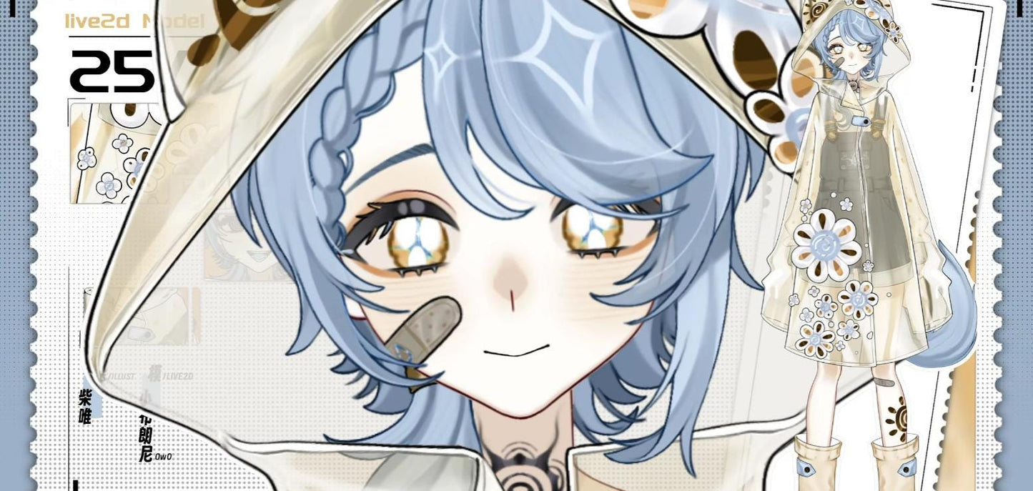 Sunshower Vtuber Model – Blue Hair, Golden Eyes, Ready to Use