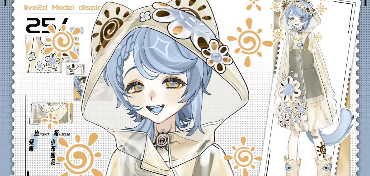 Sunshower Vtuber Model – Blue Hair, Golden Eyes, Ready to Use