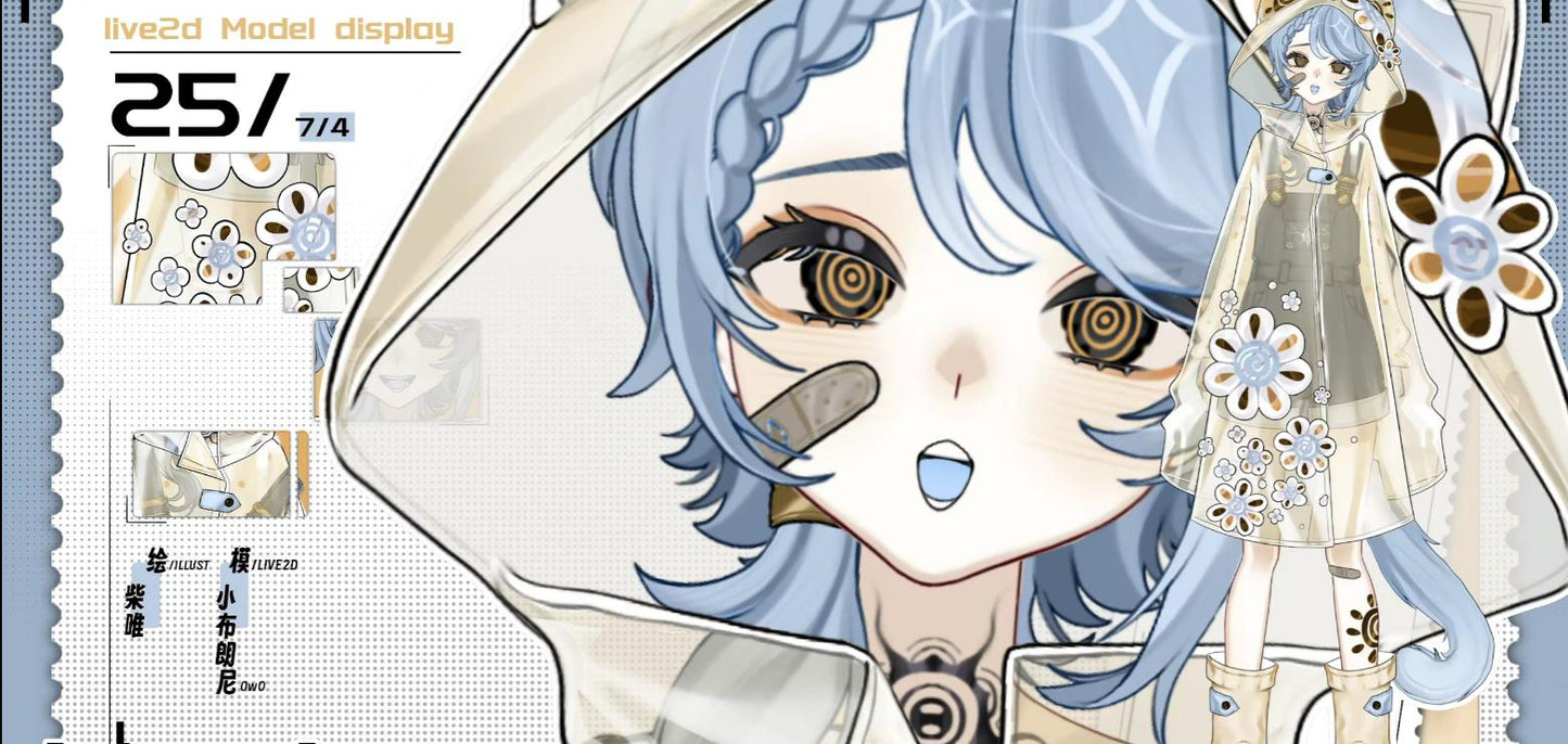 Sunshower Vtuber Model – Blue Hair, Golden Eyes, Ready to Use