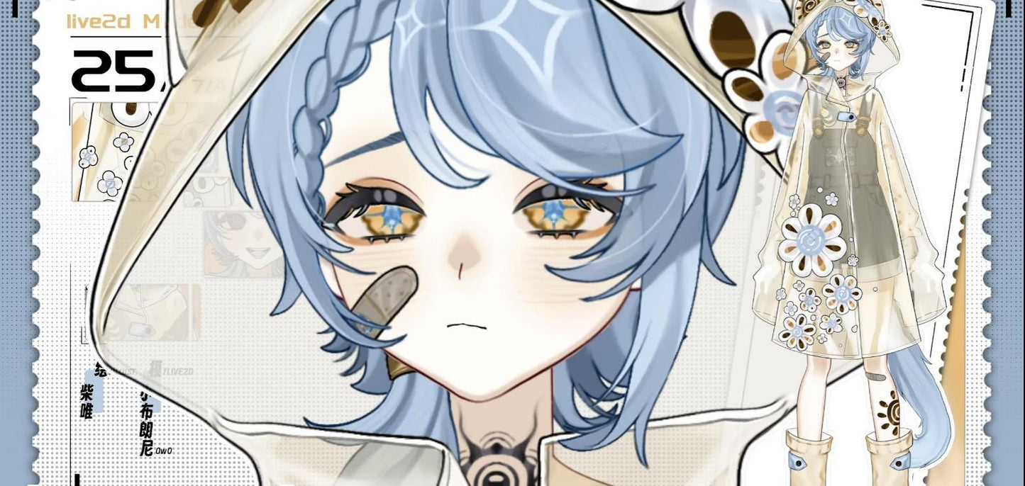 Sunshower Vtuber Model – Blue Hair, Golden Eyes, Ready to Use