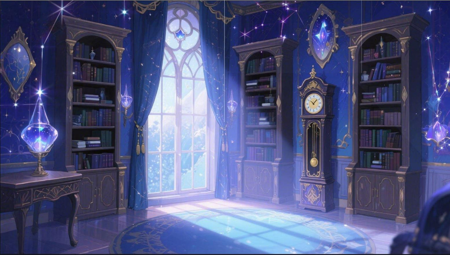 The Enchanted Astrology Room – Starlight & Constellation Animated VTuber Background | 2K Magical Library Duo