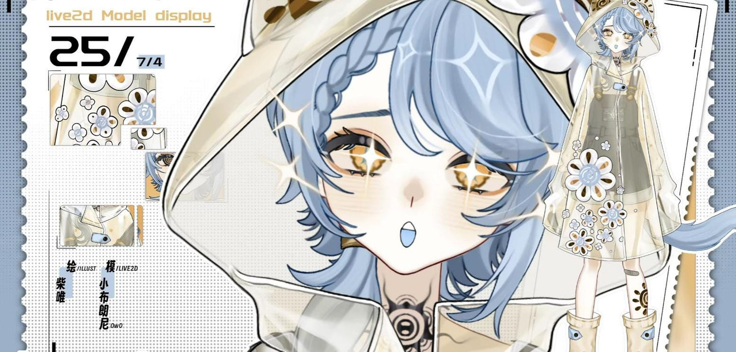 Sunshower Vtuber Model – Blue Hair, Golden Eyes, Ready to Use