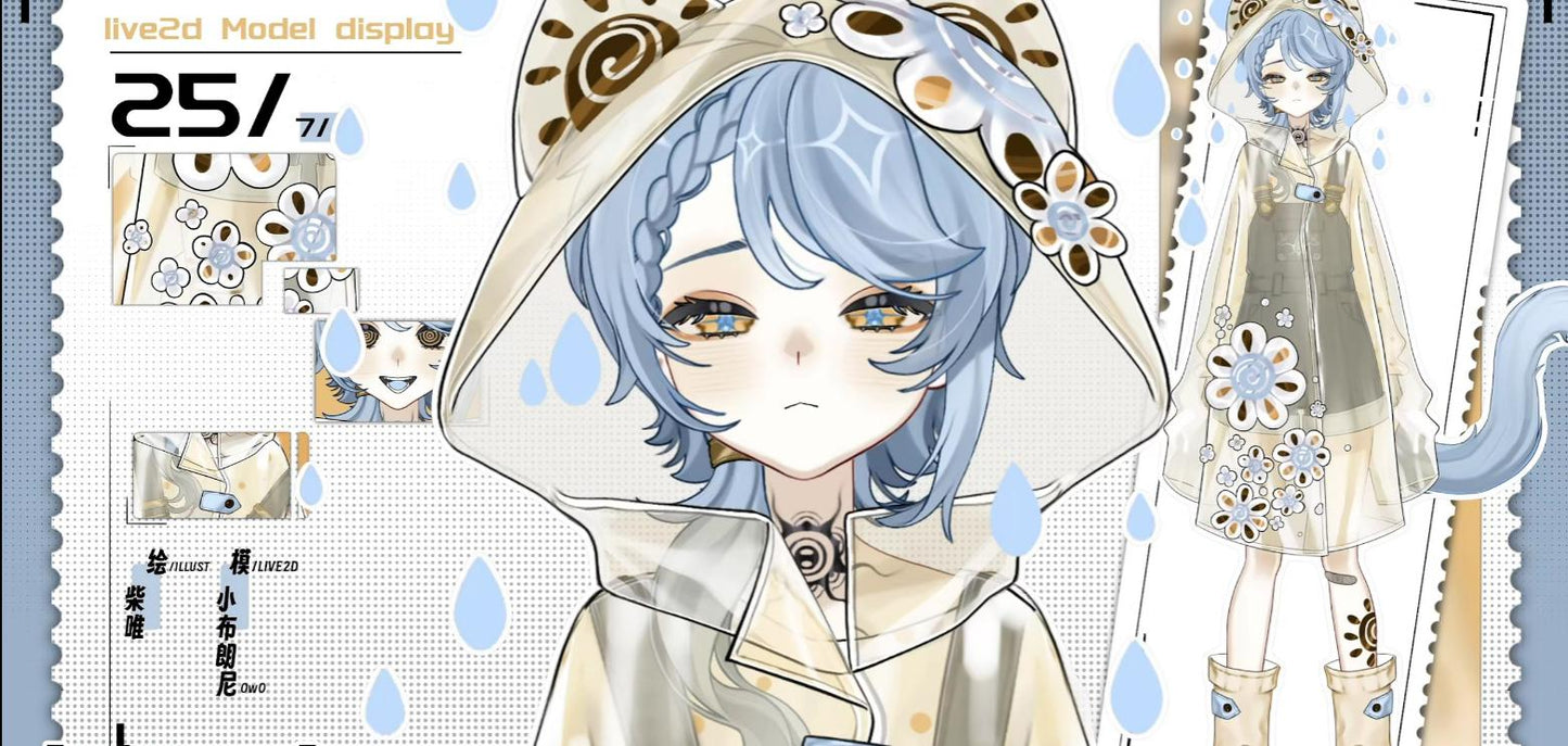Sunshower Vtuber Model – Blue Hair, Golden Eyes, Ready to Use