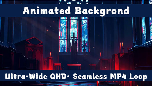 Gothic Church Animated VTuber Background – Sacred Heart, Candlelight (2K MP4 Loop)