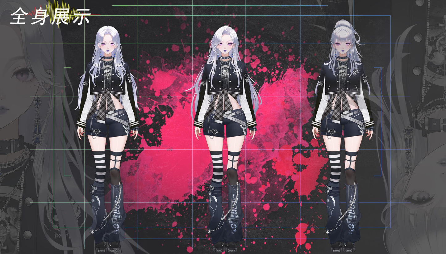 Nyx Noir Live2D Vtuber Model – Gothic Style, Full Body Rig