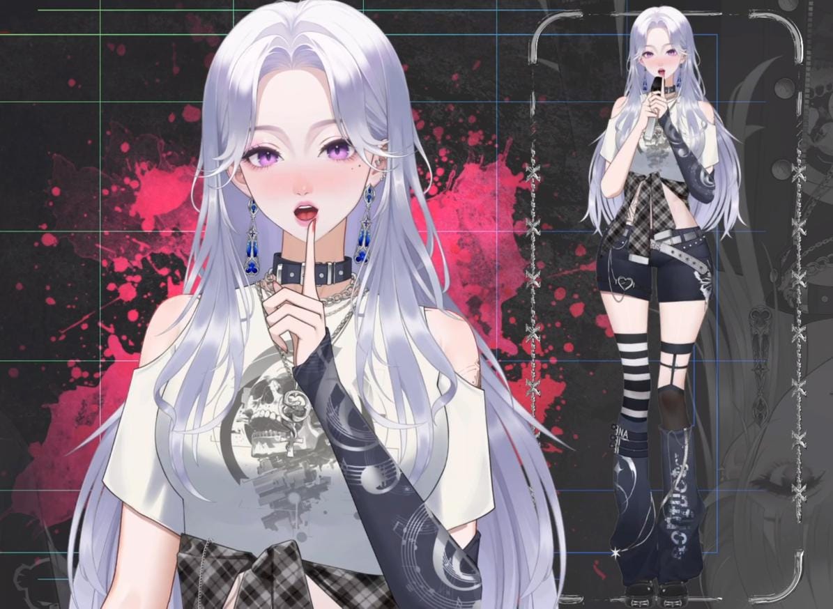 Nyx Noir Live2D Vtuber Model – Gothic Style, Full Body Rig