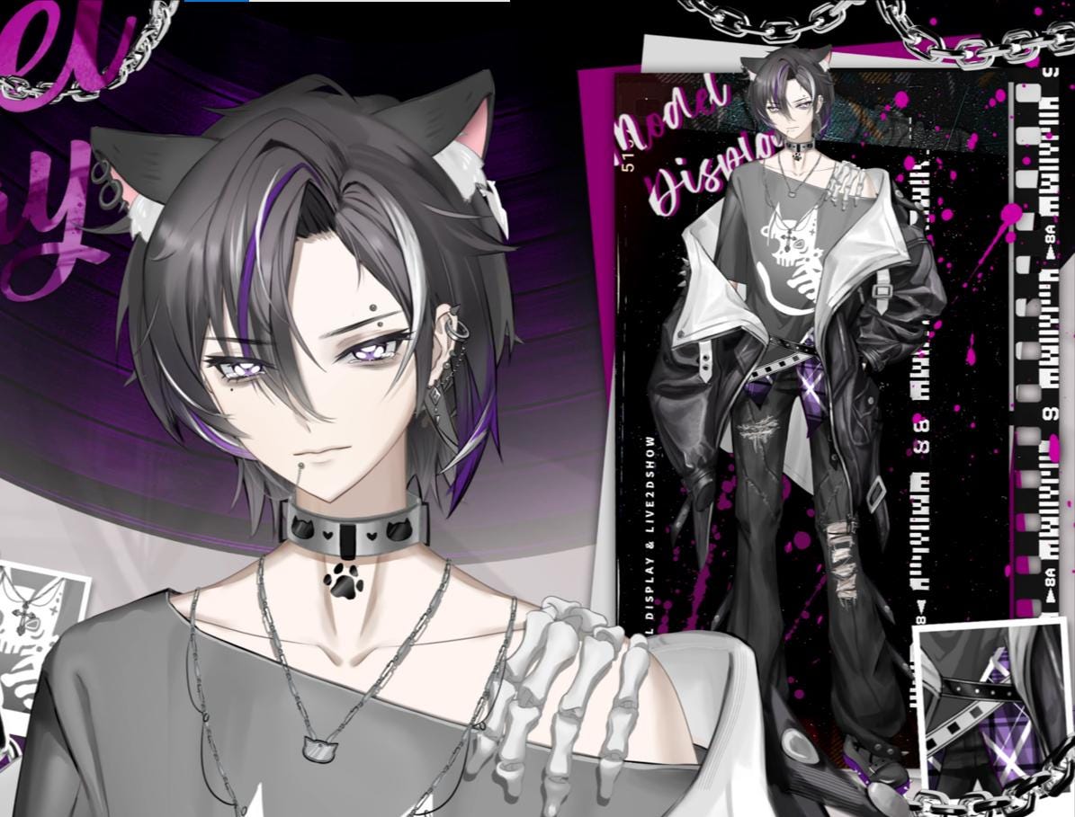 Elle - Gothic Wolf VTuber Model - Ready to Stream