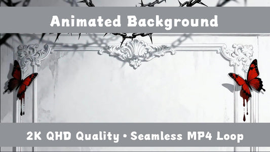 Butterfly Nightmare – Animated VTuber Background Set | 2552×1440 Loop Video | Dark / Glitch / Nightmare Scene