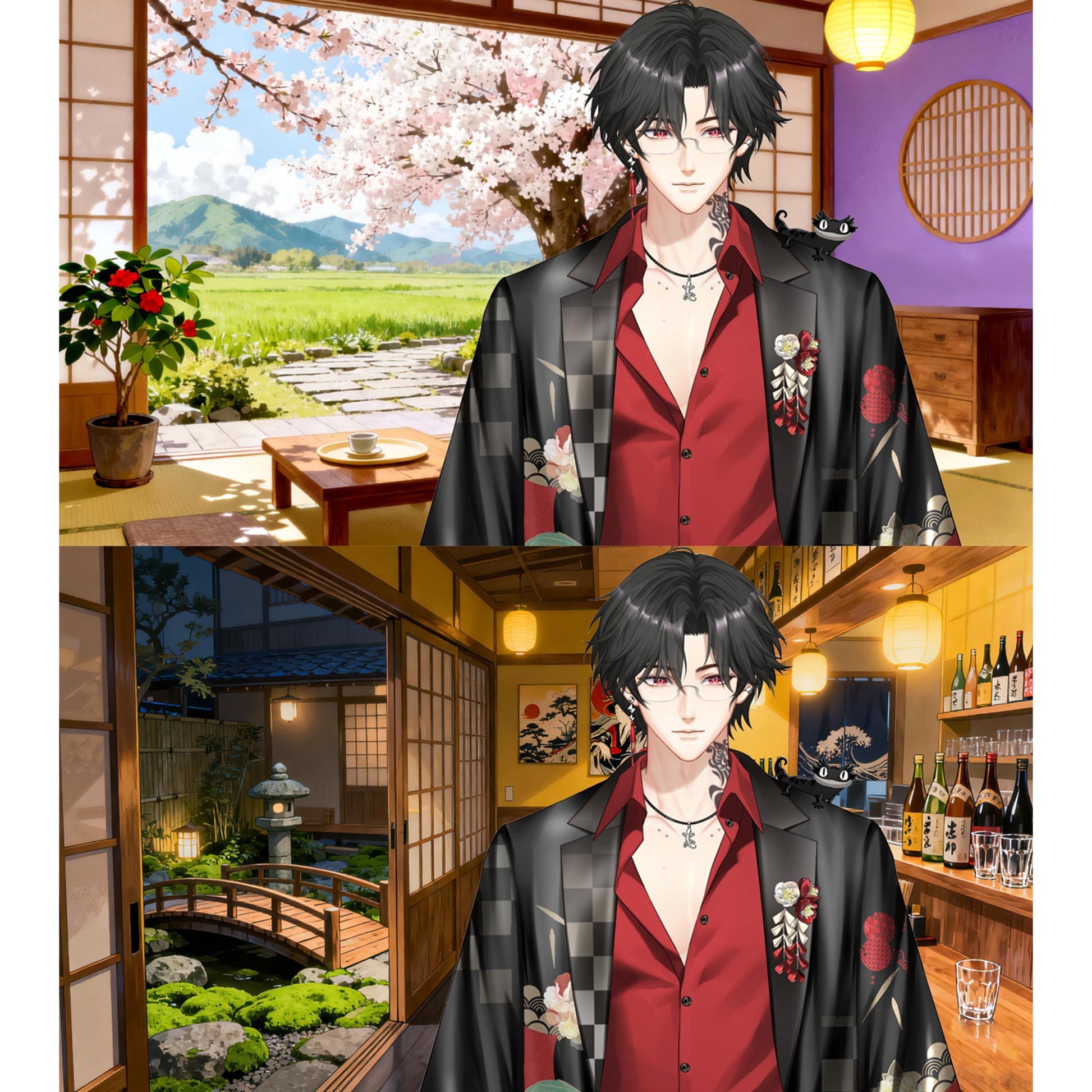 Yakuza Boss – [Full Version] | Live2D VTuber Model | Commercial Use | Ready to Use | Full Body | Outfit Toggles | Stream UI