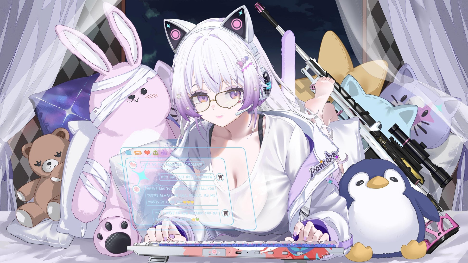 MUMU – [Full Version] | Live2D VTuber Model | Commercial Use | Ready to Use | Full Body | Outfit Toggles | Cozy Cat-Ear Loungewear