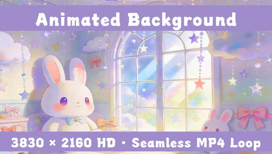 Bunny Nebula – Animated VTuber Background Set | Near-4K Loop Videos | Cute / Dreamy / Cozy Scenes