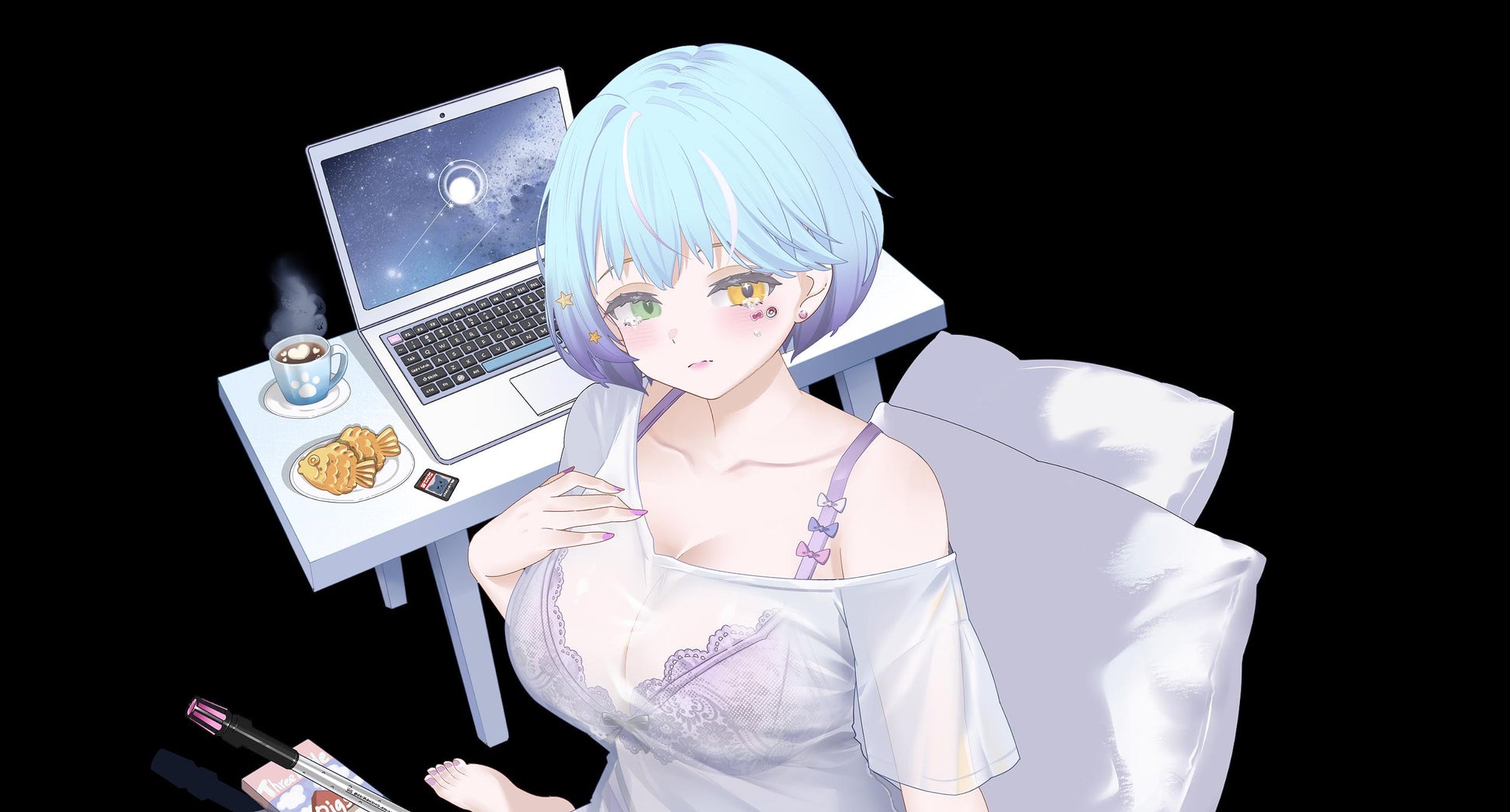 MUMU – [Full Version] | Live2D VTuber Model | Commercial Use | Ready to Use | Full Body | Outfit Toggles | Cozy Cat-Ear Loungewear