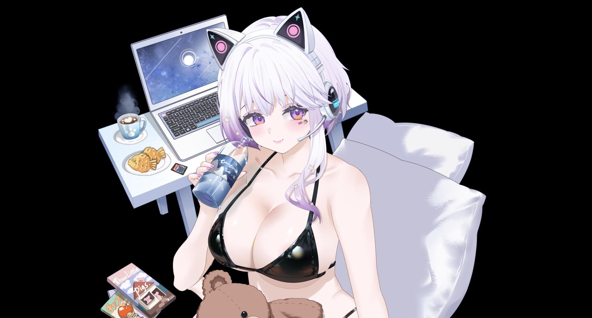 MUMU – [Full Version] | Live2D VTuber Model | Commercial Use | Ready to Use | Full Body | Outfit Toggles | Cozy Cat-Ear Loungewear