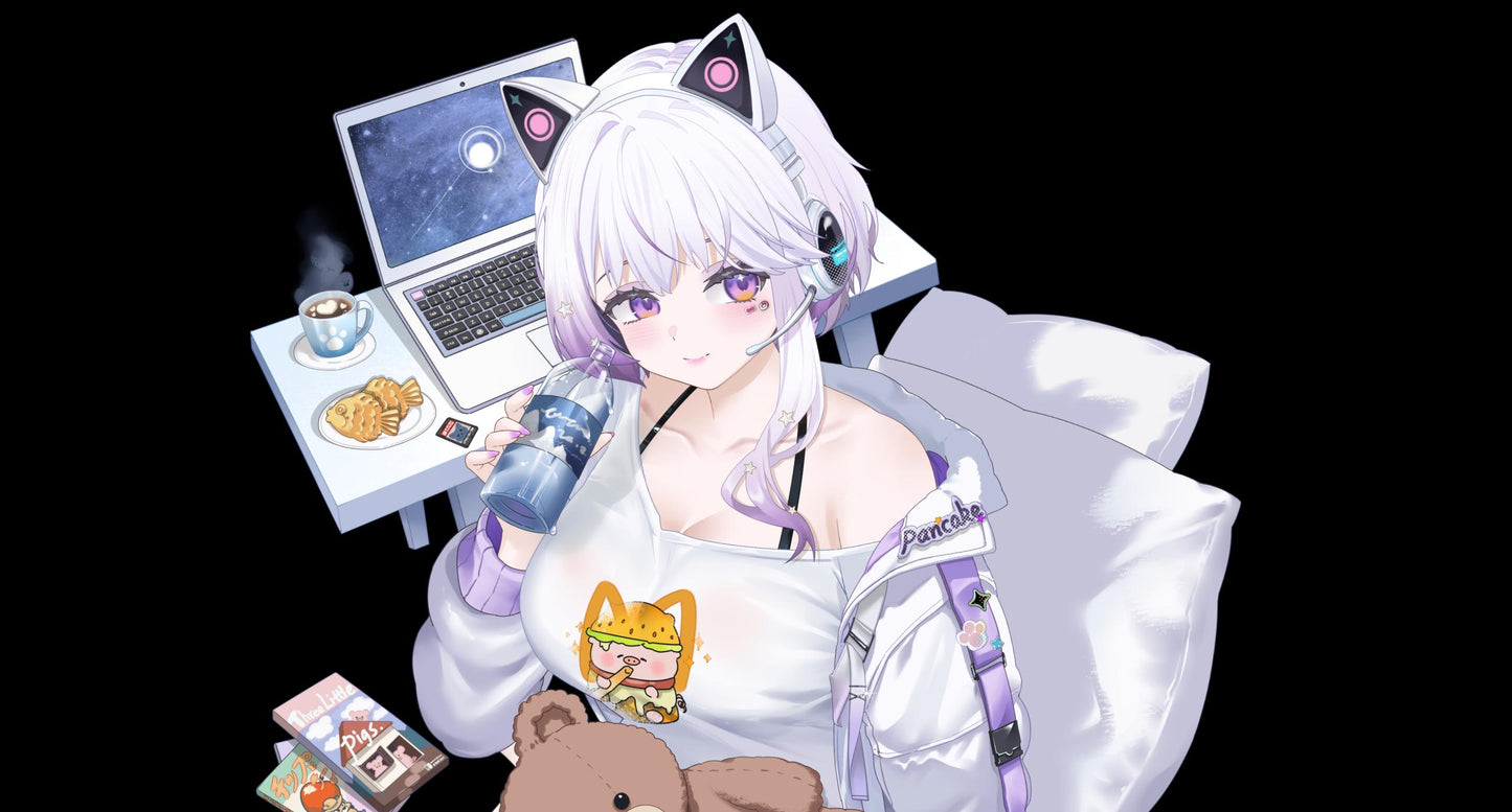 MUMU – [Full Version] | Live2D VTuber Model | Commercial Use | Ready to Use | Full Body | Outfit Toggles | Cozy Cat-Ear Loungewear