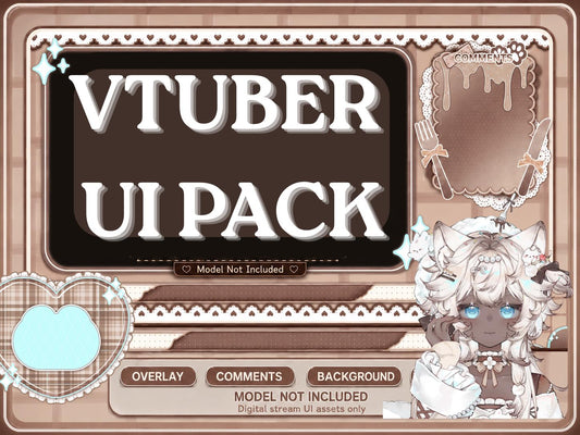 Siamese Cat Girl VTuber UI Pack – Cozy Stream Overlay Assets (PNG)
