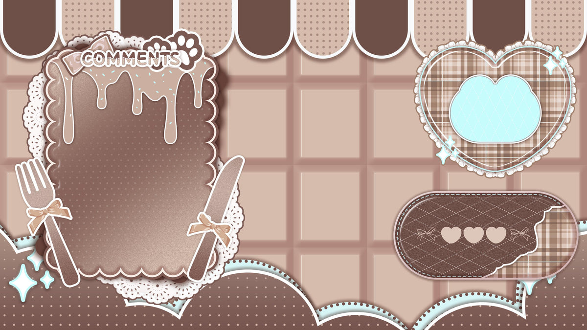 Siamese Cat Girl VTuber UI Pack – Cozy Stream Overlay Assets (PNG)