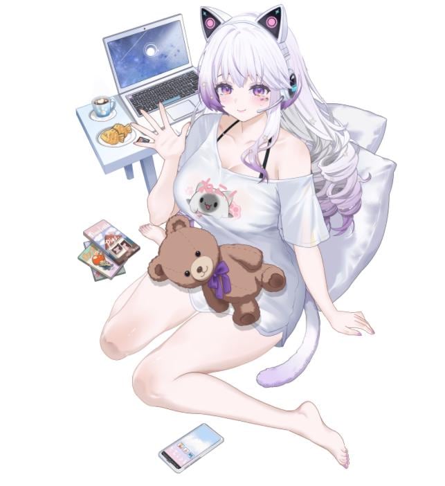MUMU – [Basic Version] | Live2D VTuber Model | Commercial Use | Asymmetrical Model | Ready to Use | Full Body | Cozy Cat-Ear Loungewear