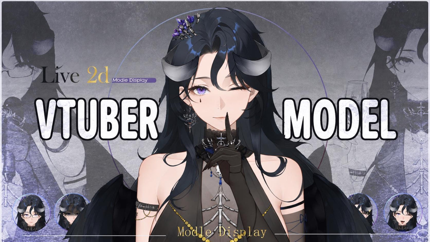 Nyra – Live2D VTuber Model | Commercial Use | Ready to Use | Full Body | Gothic Style
