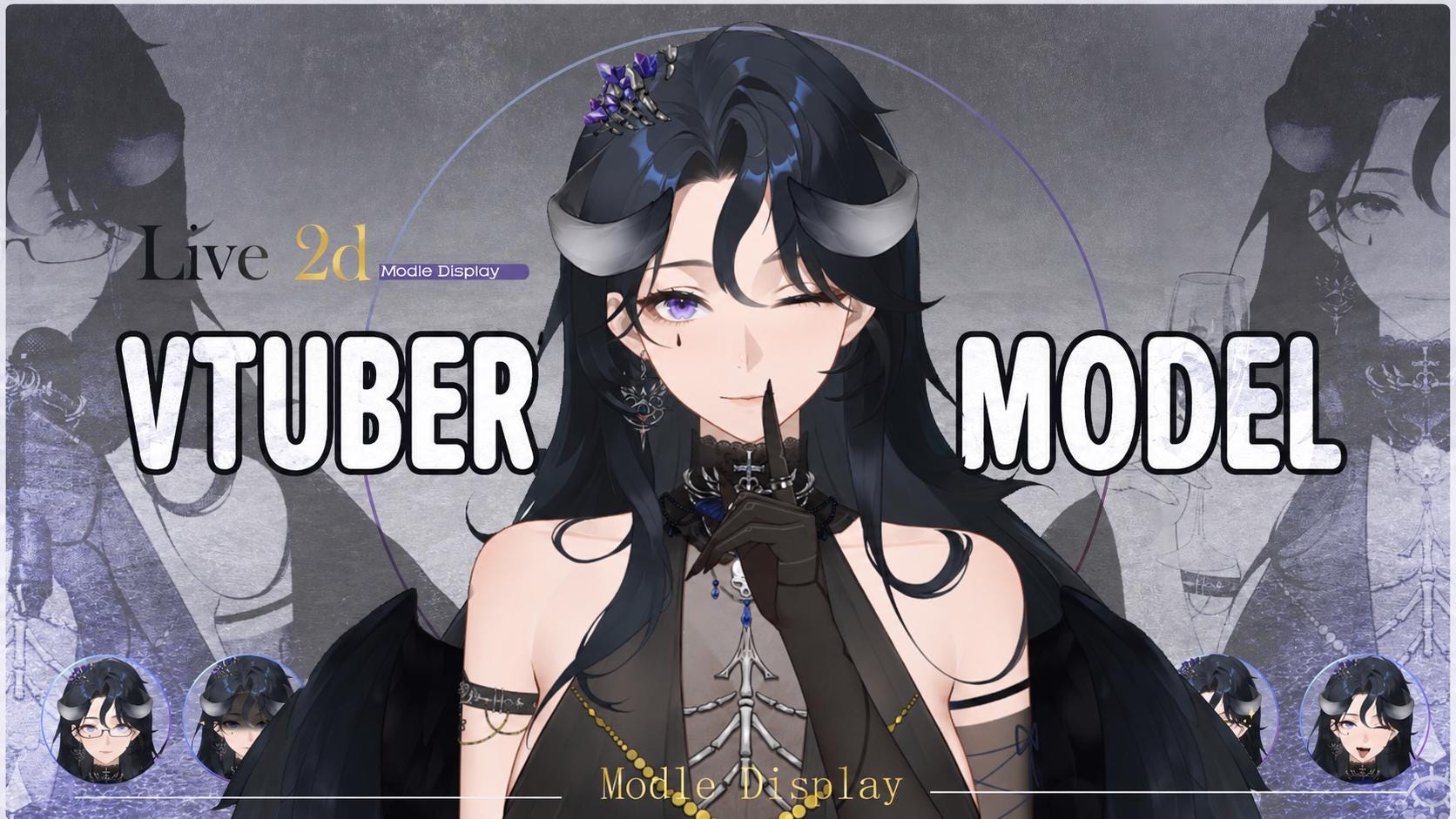 Nyra – Live2D VTuber Model | Commercial Use | Ready to Use | Full Body | Gothic Style