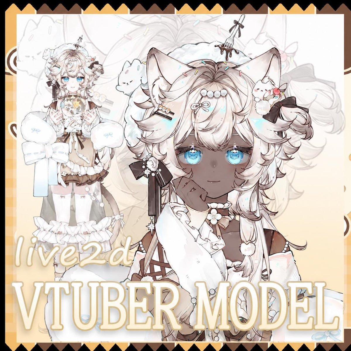 Siamese Cat Girl – Live2D VTuber Model | Commercial Use | Ready to Use | Full Body | Outfit Toggles