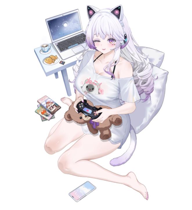 MUMU – [Basic Version] | Live2D VTuber Model | Commercial Use | Asymmetrical Model | Ready to Use | Full Body | Cozy Cat-Ear Loungewear