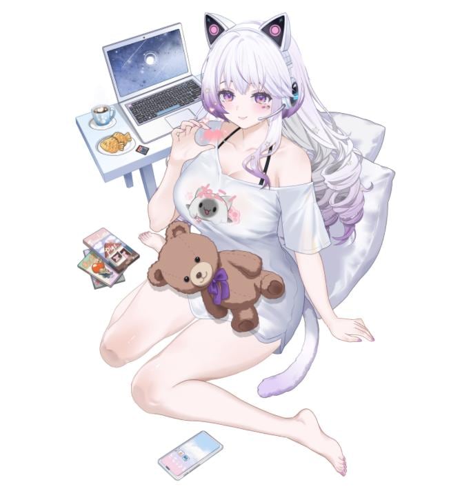 MUMU – [Basic Version] | Live2D VTuber Model | Commercial Use | Asymmetrical Model | Ready to Use | Full Body | Cozy Cat-Ear Loungewear