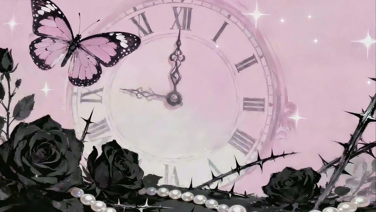 Gothic Garden of Time – Animated VTuber Background Set | 2.5K Resolution Loop Videos | Gothic / Dark / Romantic