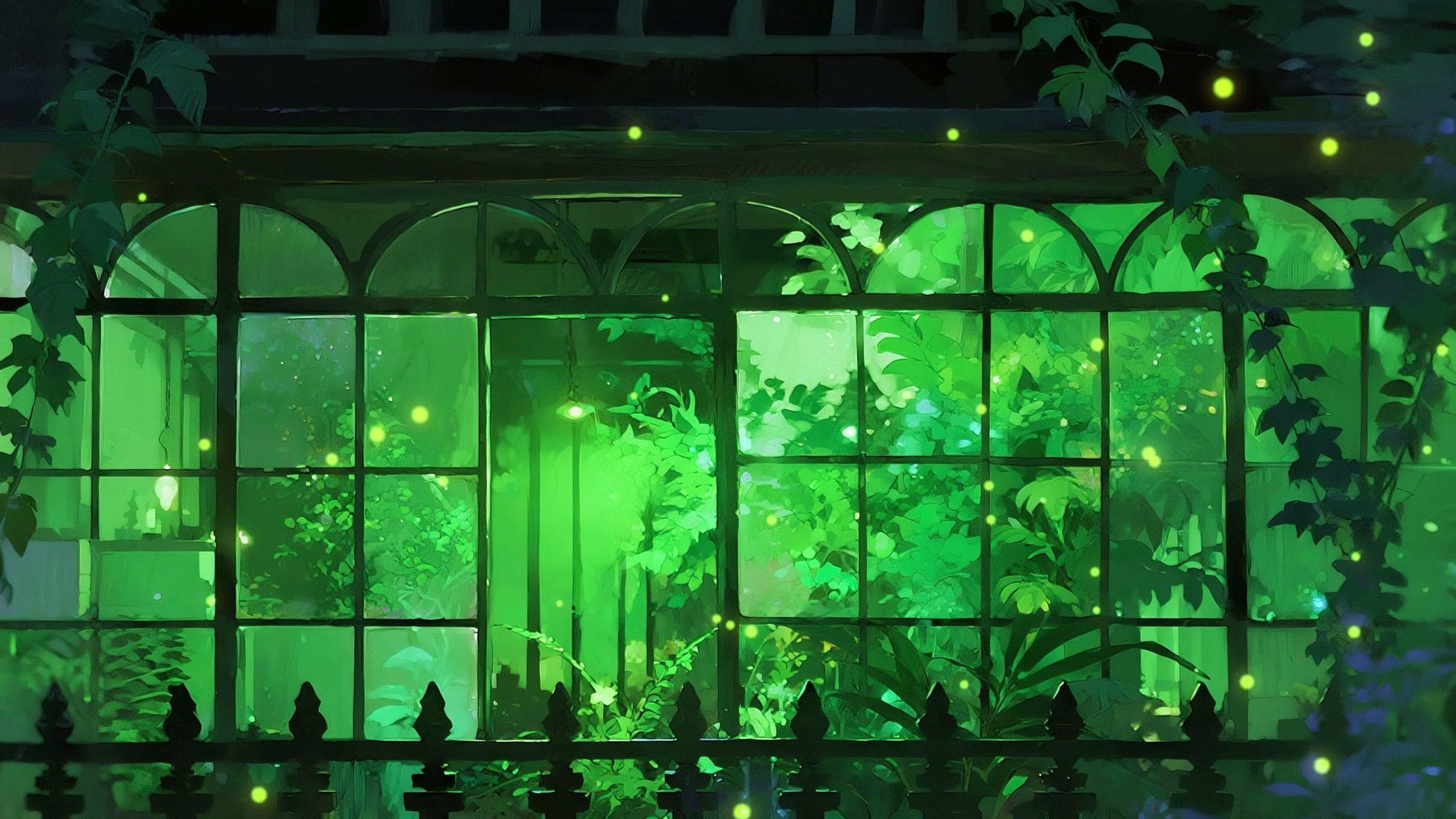 Enchanted Ivy Conservatory – Animated VTuber Background Set | 1440p QHD Loop Videos | Mystical / Cozy / Botanical