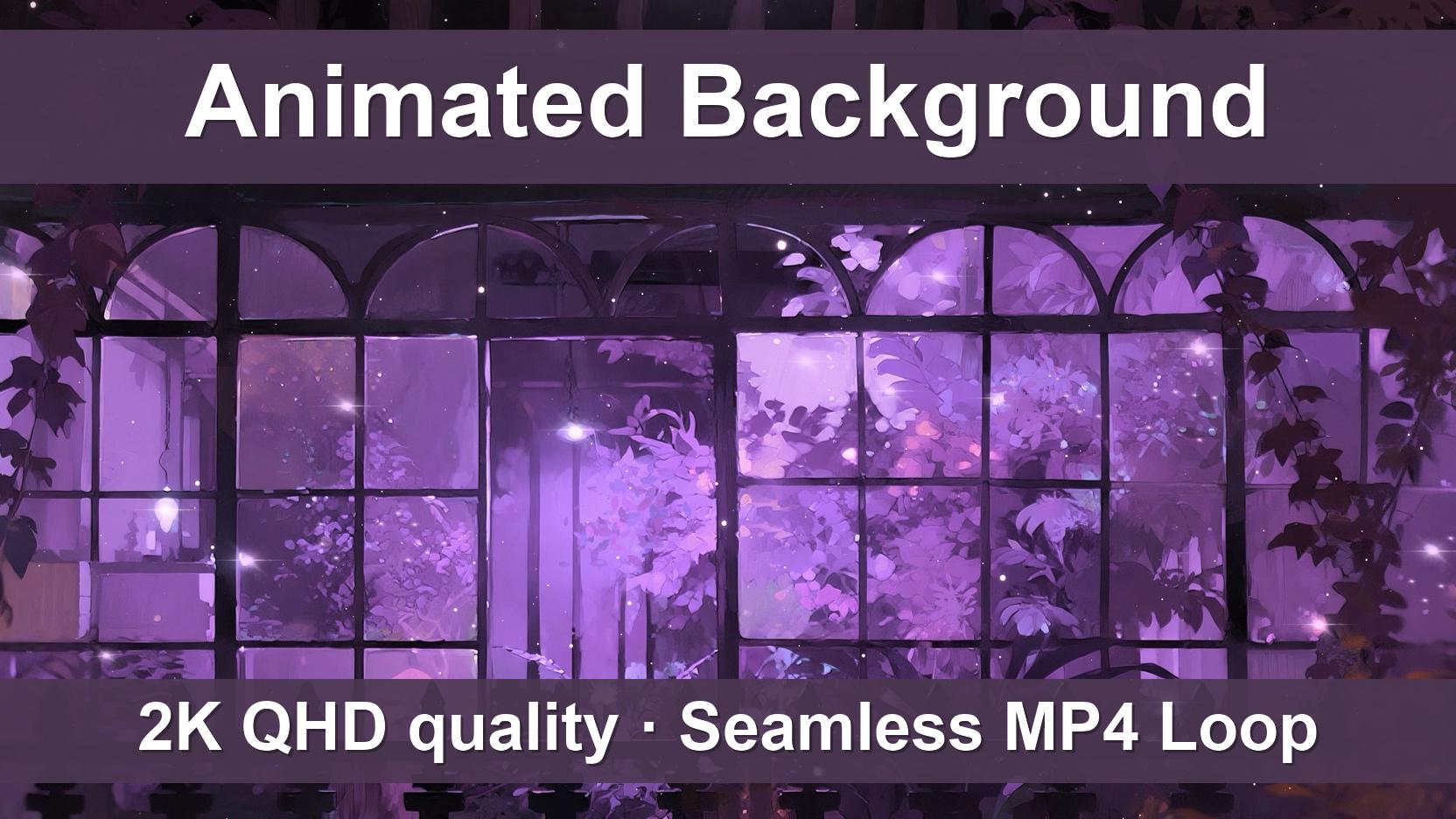 Enchanted Ivy Conservatory – Animated VTuber Background Set | 1440p QHD Loop Videos | Mystical / Cozy / Botanical