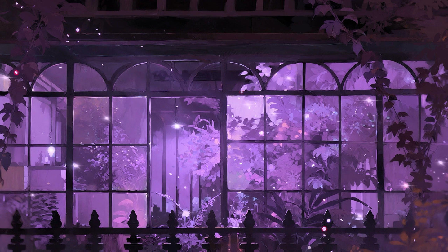 Enchanted Ivy Conservatory – Animated VTuber Background Set | 1440p QHD Loop Videos | Mystical / Cozy / Botanical