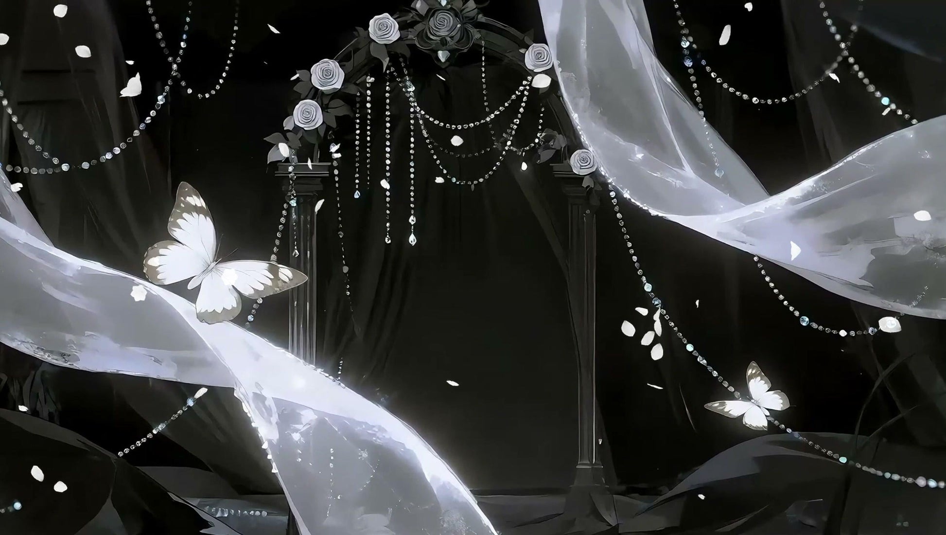 Gothic Butterfly Arch – Animated VTuber Background Set | 1440p QHD Loop Videos | Gothic / Elegant / Ethereal