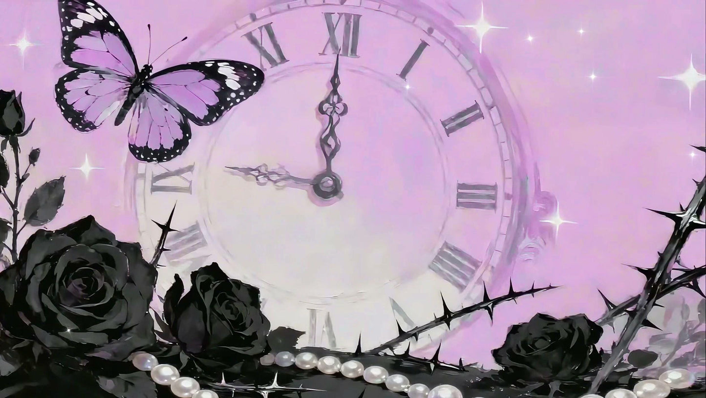 Gothic Garden of Time – Animated VTuber Background Set | 2.5K Resolution Loop Videos | Gothic / Dark / Romantic