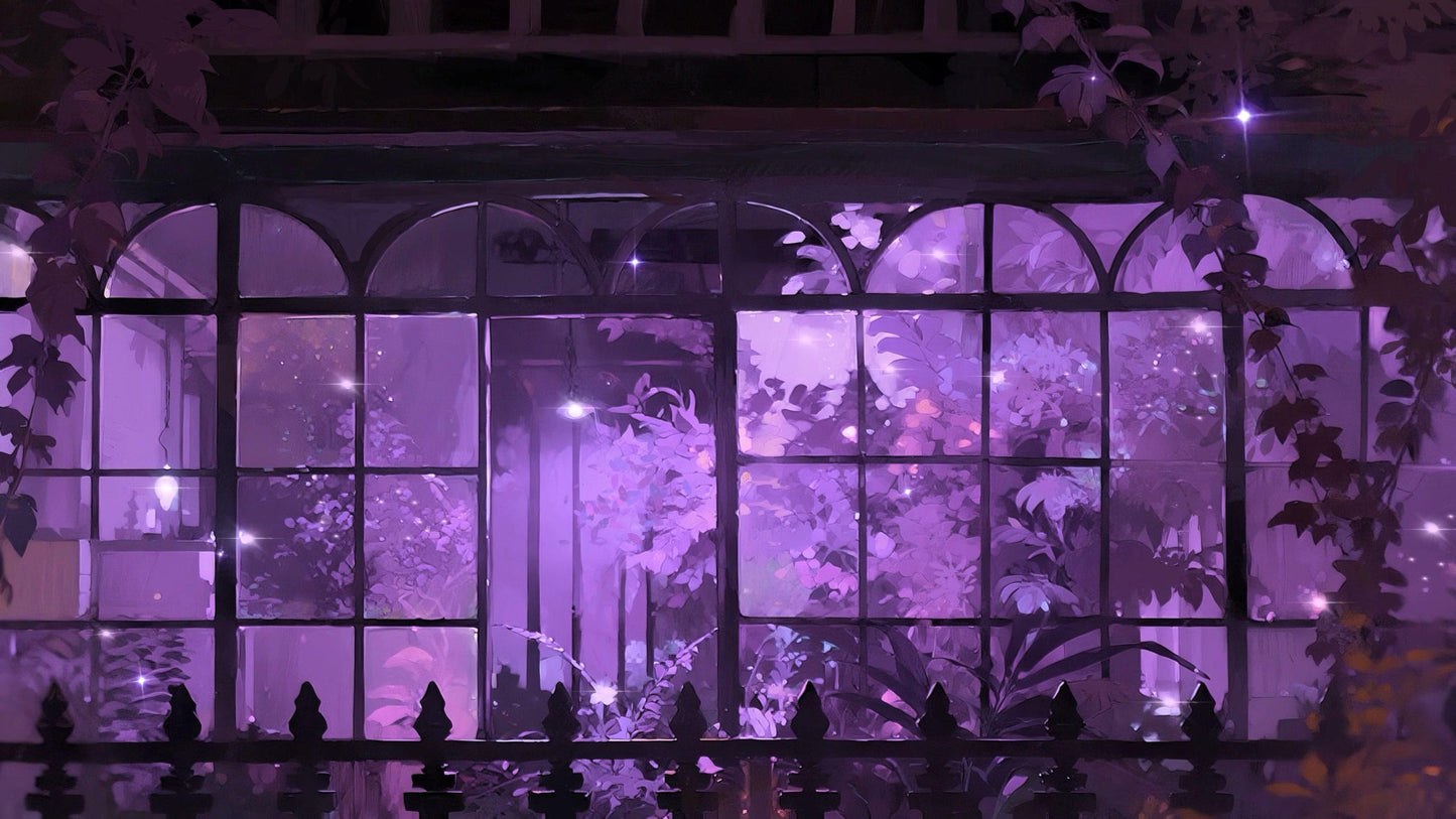 Enchanted Ivy Conservatory – Animated VTuber Background Set | 1440p QHD Loop Videos | Mystical / Cozy / Botanical