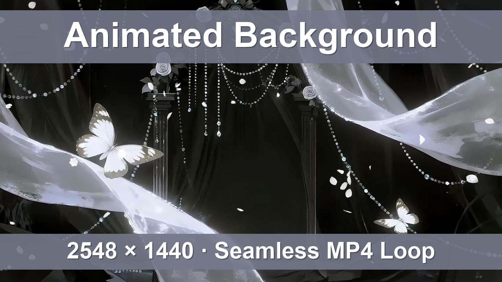 Gothic Butterfly Arch – Animated VTuber Background Set | 1440p QHD Loop Videos | Gothic / Elegant / Ethereal
