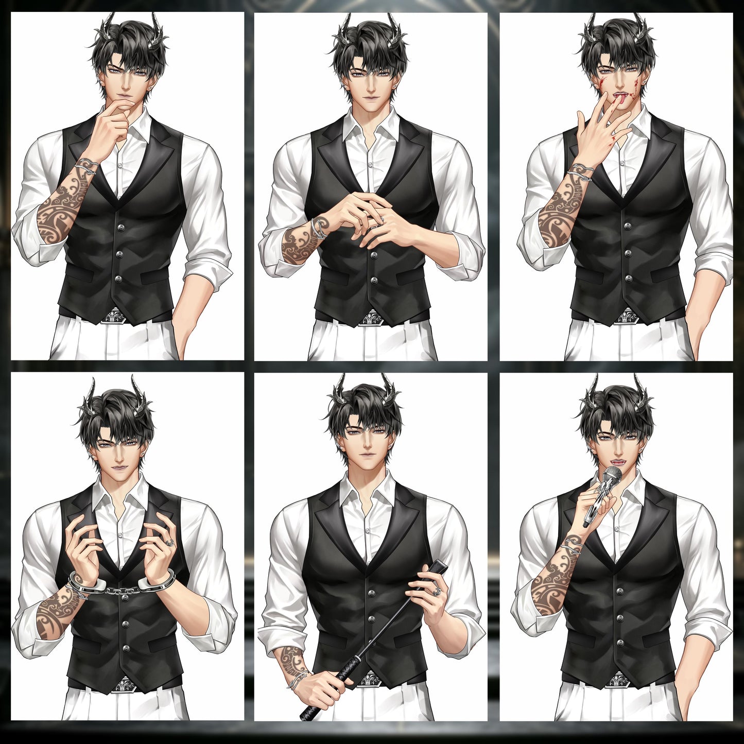 Kurogane – Premade Male VTuber Model | Dark Demon Butler VTuber Avatar | Ready to Use | Full Body | Outfit Toggles