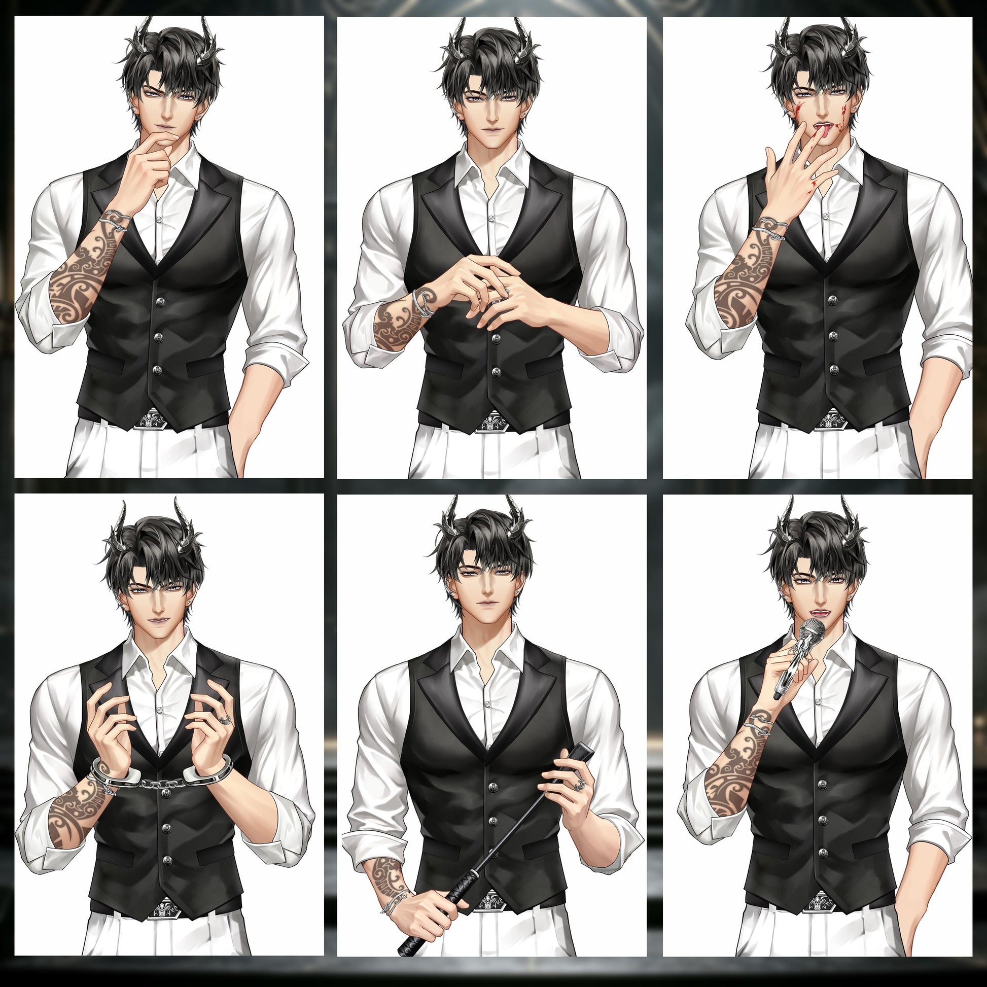 Kurogane – Premade Male VTuber Model | Dark Demon Butler VTuber Avatar | Ready to Use | Full Body | Outfit Toggles