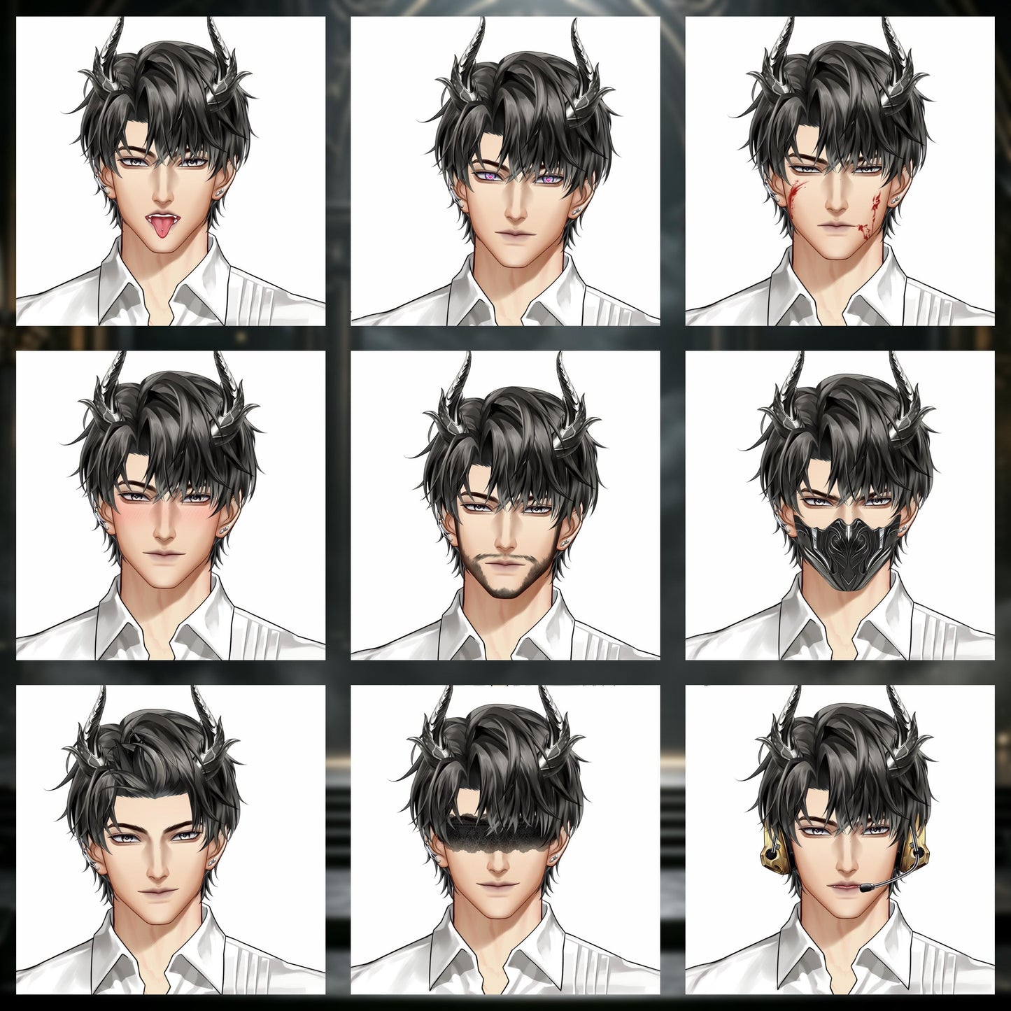 Kurogane – Premade Male VTuber Model | Dark Demon Butler VTuber Avatar | Ready to Use | Full Body | Outfit Toggles