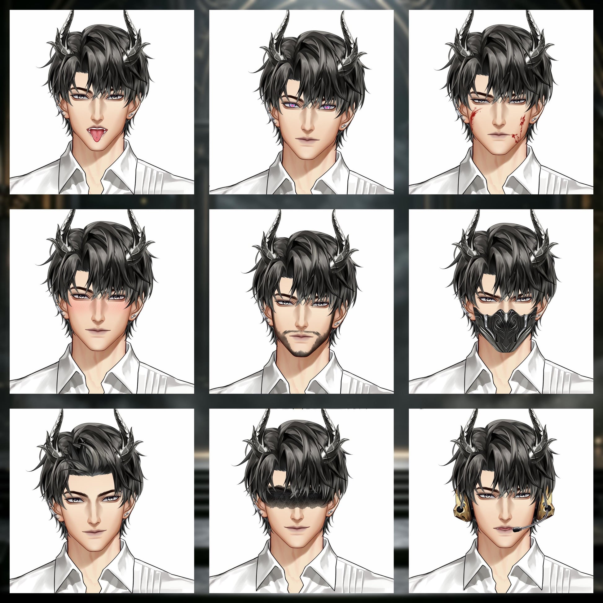 Kurogane – Premade Male VTuber Model | Dark Demon Butler VTuber Avatar | Ready to Use | Full Body | Outfit Toggles
