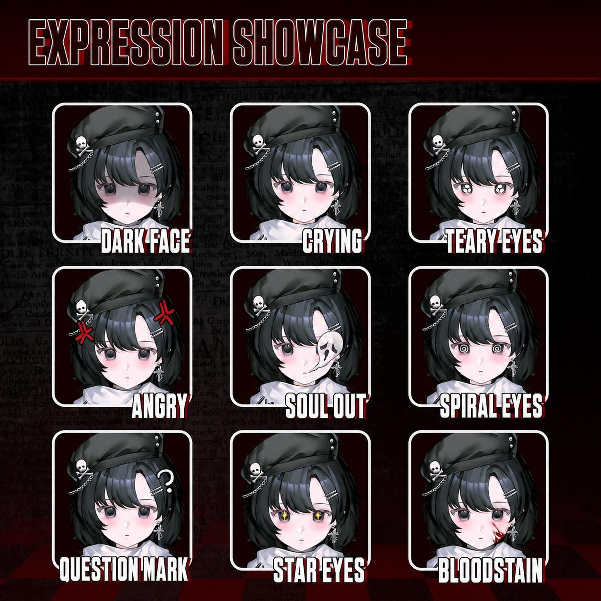 Nyxweave – Premade Female VTuber Model | Gothic VTuber Avatar | Ready to Use | Full Body | 21 Toggles