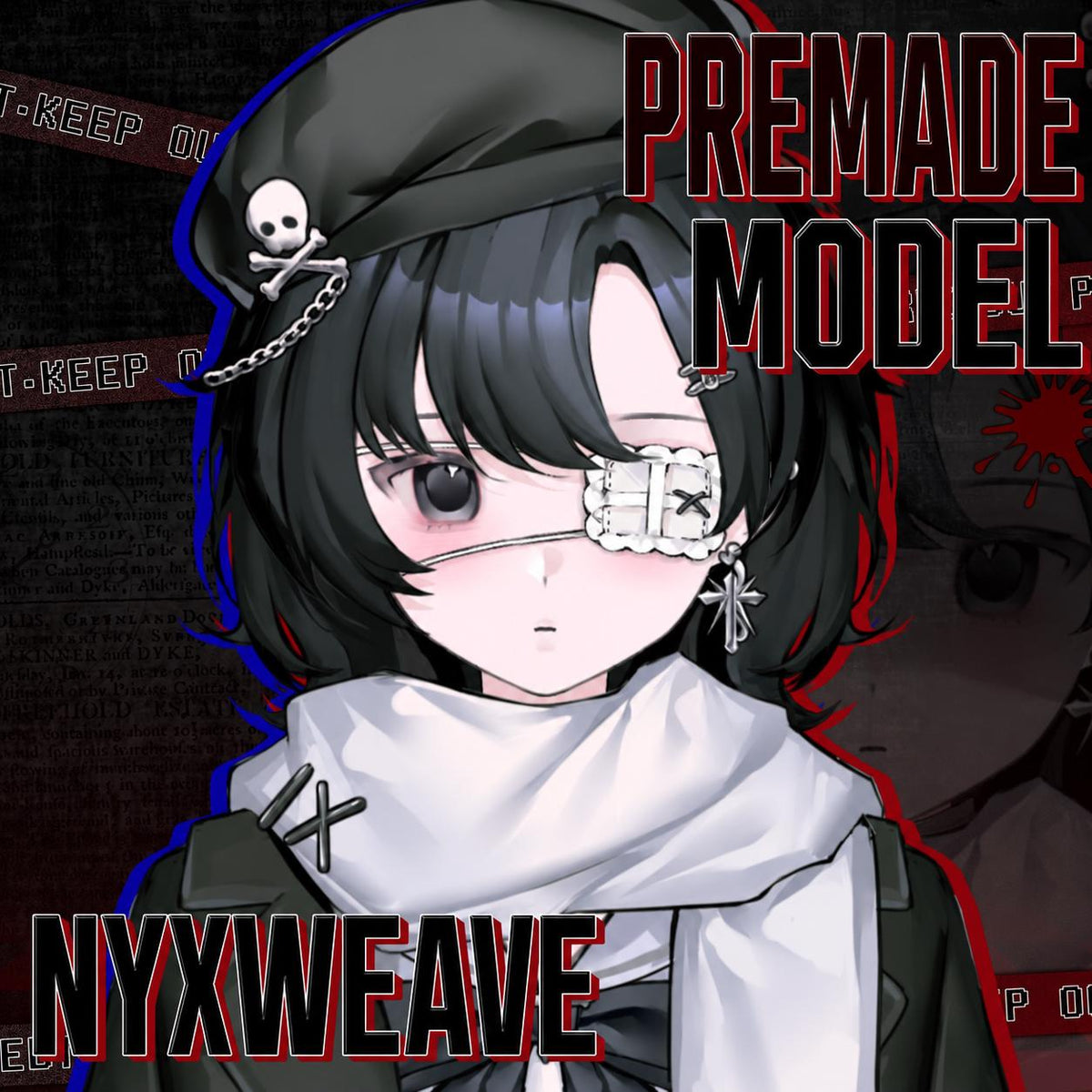 Nyxweave – Premade Female VTuber Model | Gothic VTuber Avatar | Ready to Use | Full Body | 21 Toggles