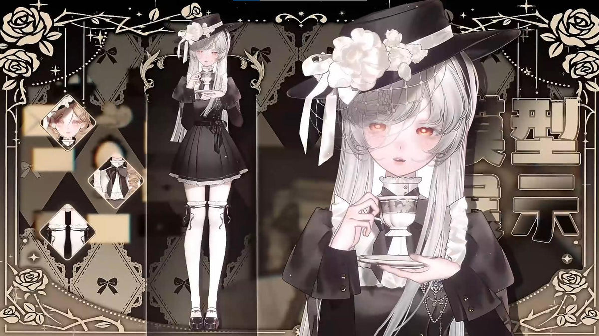 Toffee – Premade Female VTuber Model | Victorian Gothic VTuber Avatar | Ready to Use | Full Body | 22 Toggles