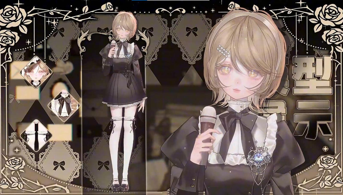 Toffee – Premade Female VTuber Model | Victorian Gothic VTuber Avatar | Ready to Use | Full Body | 22 Toggles