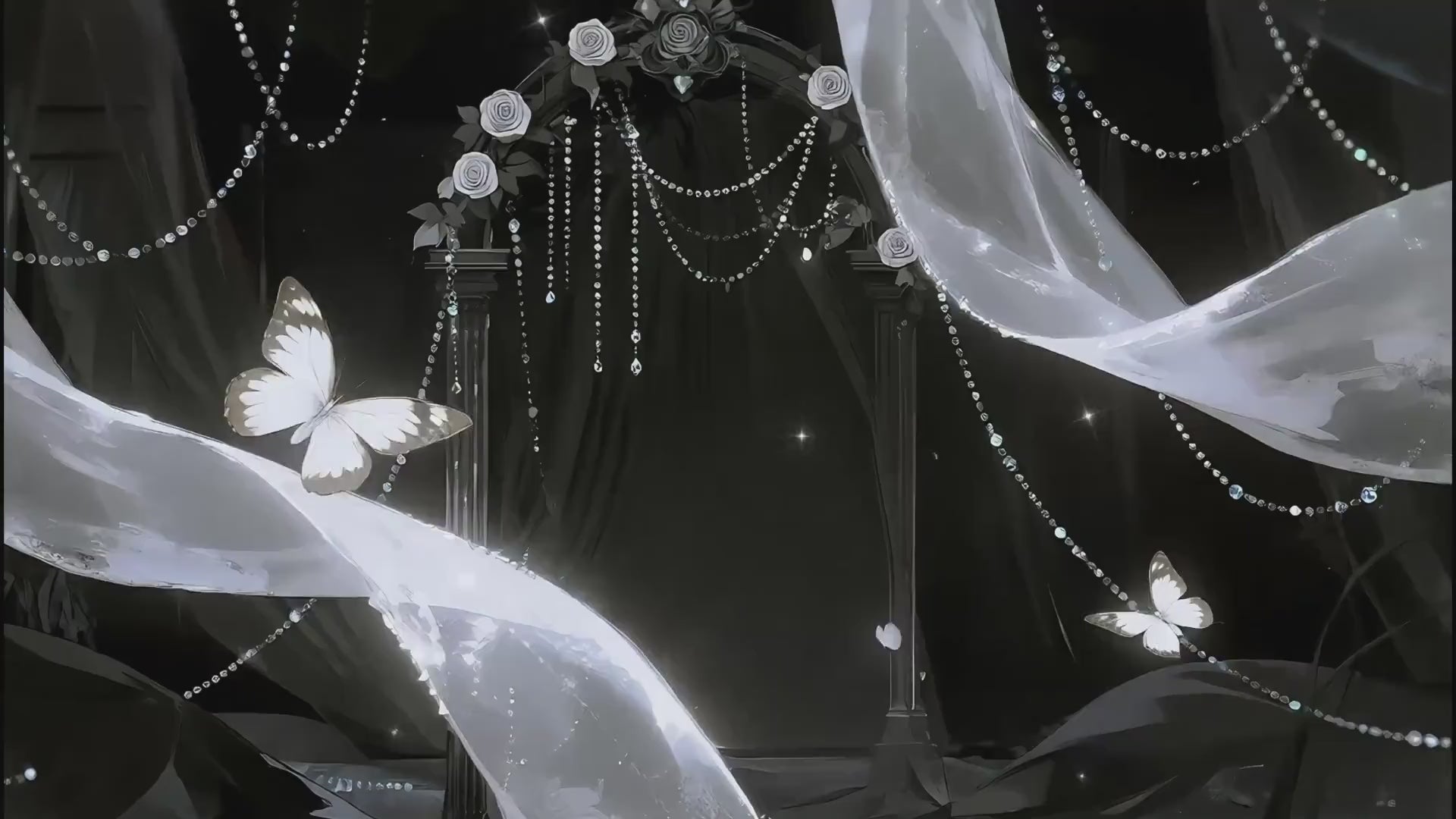 Gothic Butterfly Arch – Animated VTuber Background Set | 1440p QHD Loop Videos | Gothic / Elegant / Ethereal