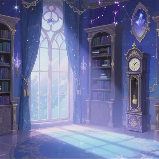 The Enchanted Astrology Room – Starlight & Constellation Animated VTuber Background | 2K Magical Library Duo