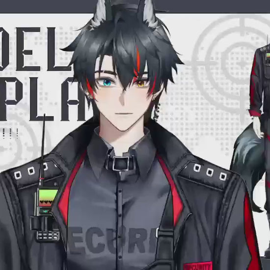 Wolfish Security Officer VTuber Model – Heterochromatic Eyes, Full Body (VTube Studio)